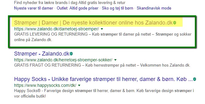 Title in search result